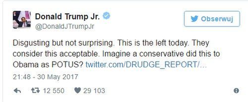Donald Trump Junior potępił lewicę z powodu Kathy Griffin