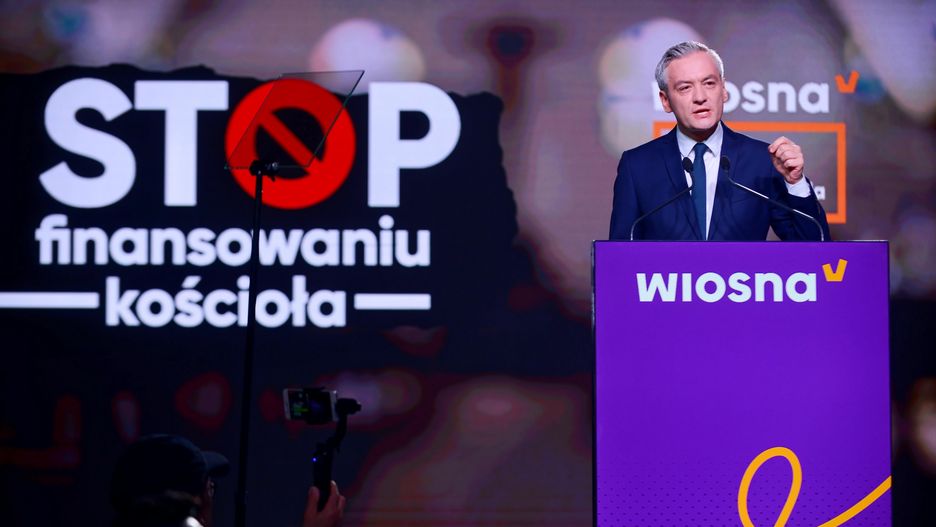 Robert Biedroń podczas konwencji Wiosny w Warszawie