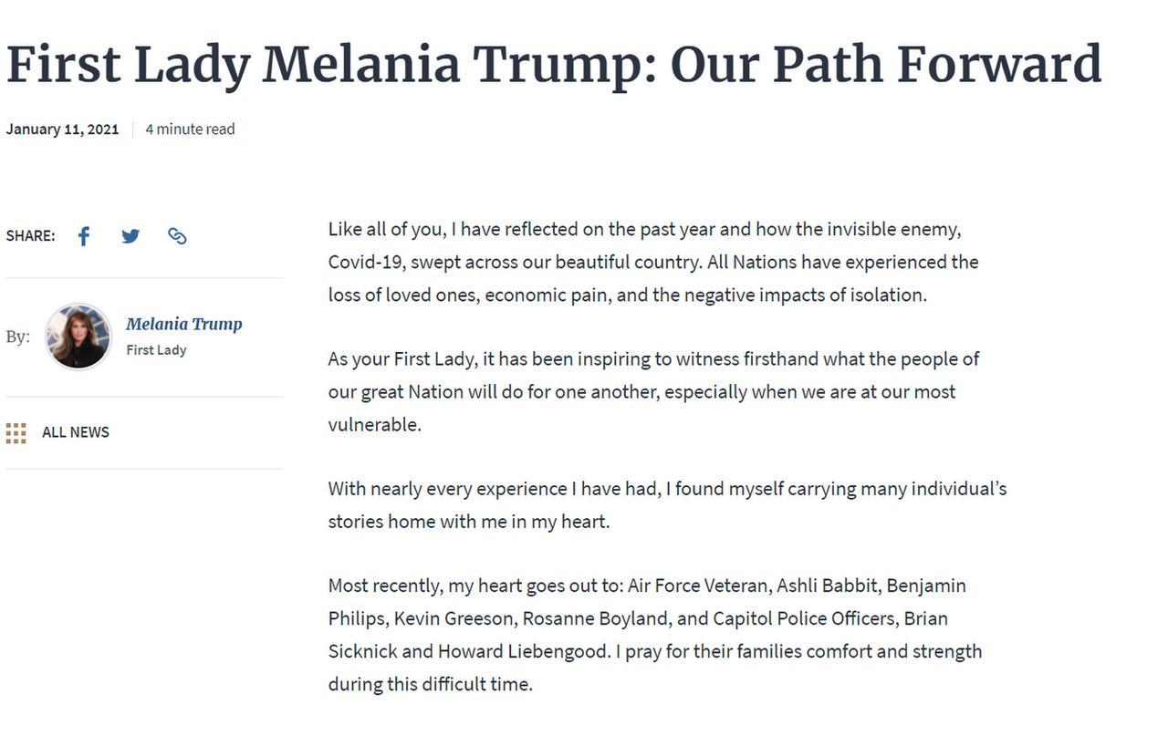 Melania Trump przerywa milczenie