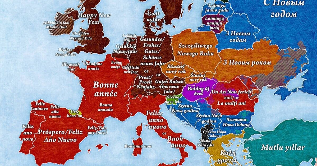 Jak powiedzieć "Szczęśliwego Nowego Roku" w różnych językach Europy? Podpowiadamy z pomocą mapy