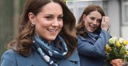 Księżna Kate jest mistrzynią w maskowaniu brzuszka, ale tym razem poległa. Piękny błękitny płaszczyk nie pomógł ukryć krągłości!