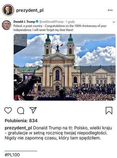Donald Trump wspomina wizytę w Polsce