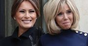 Seksowna Melania Trump w czerni i Brigitte Macron w odważnej mini chwalą się nogami przed pałacem Elizejskim. Zrobiło się gorąco!
