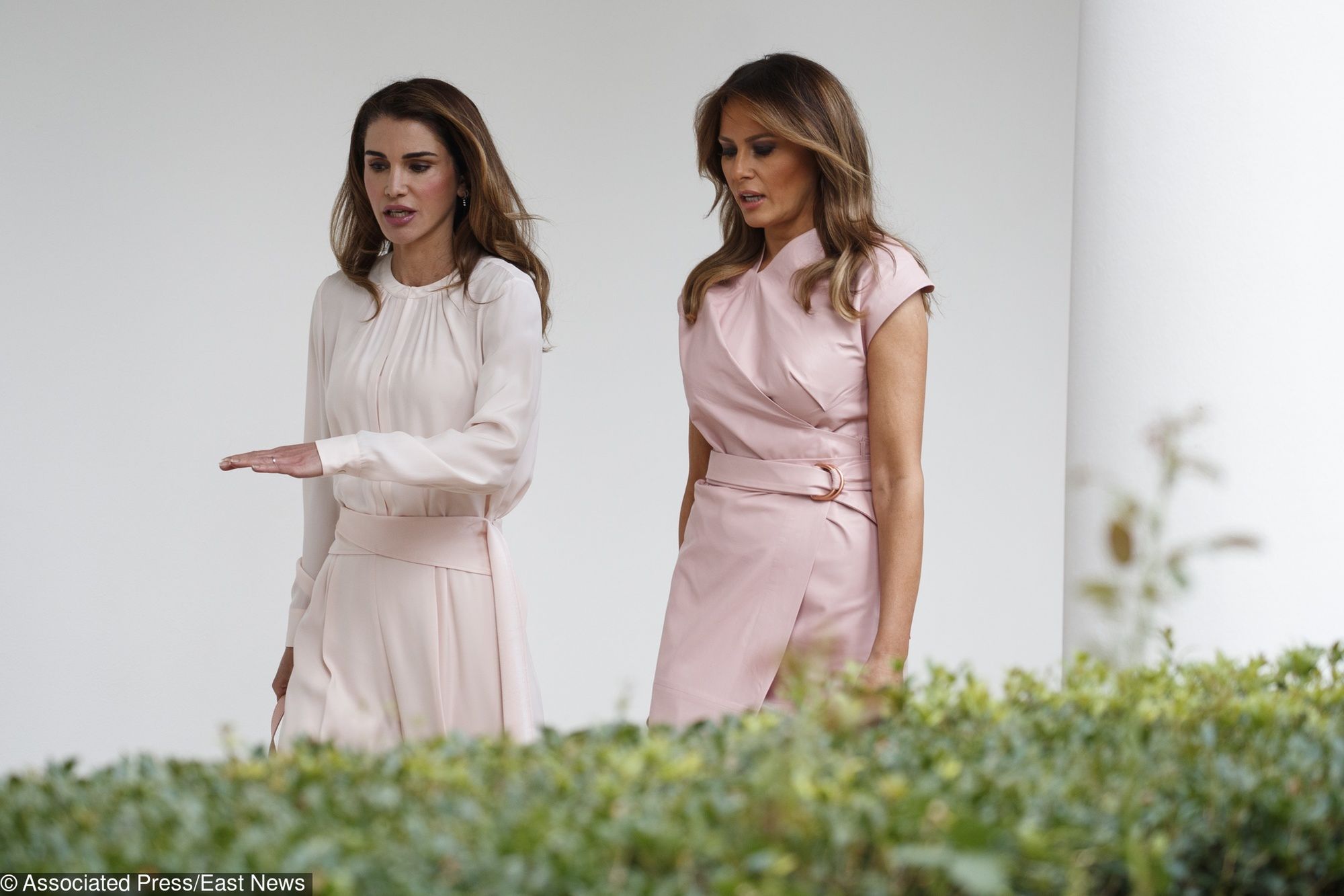 Melania Trump na spotkaniu z Królową Jordanii. 