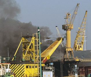 Pożar na statku w szczecińskiej stoczni