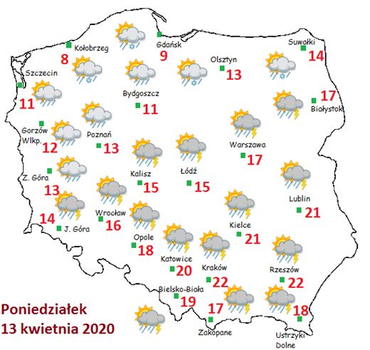 Pogoda w Poniedziałek Wielkanocny 