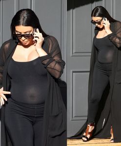 Kardashian z widocznym brzuszkiem na planie reality show