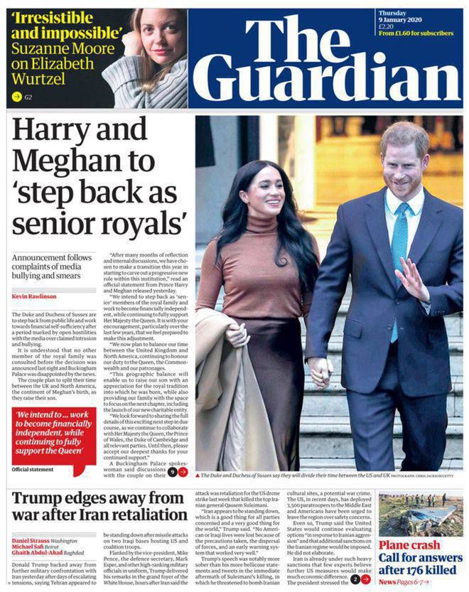 Meghan Markle i książę Harry na okładce The Guardian