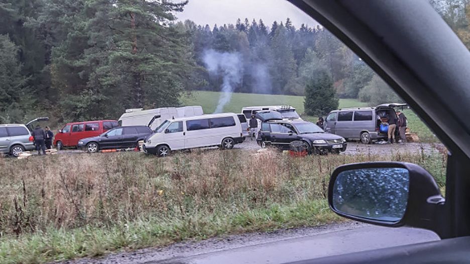 Kolejne obozowisko grzybiarzy z Rumunii. Smerekowiec w woj. małopolskim.