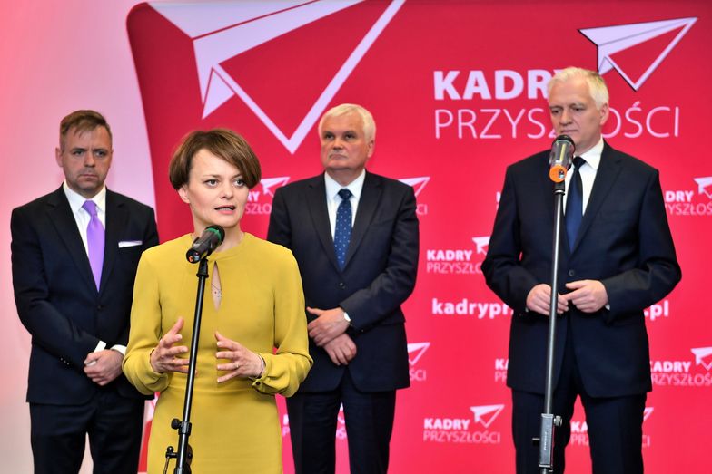 Wrocław, 25.04.2019. Jadwiga Emilewicz i Jarosław Gowin na konferencji prasowej "Kadry Przyszłości dla polskiej nauki".