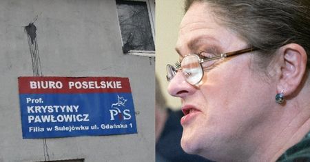 Atak na biuro Krystyny Pawłowicz."Totalni nie wykazali się celnością"