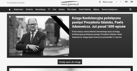 Każdy może oddać hołd Adamowiczowi. Jest elektroniczna księga kondolencyjna