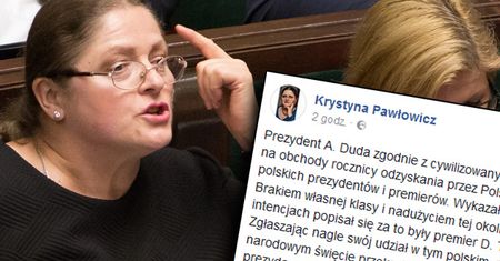 Krystyna Pawłowicz znów daje popis na Facebooku. Wszystko przez zaproszenie Tuska na obchody Święta Niepodległości