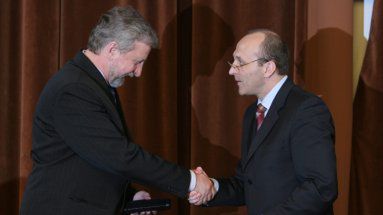 Aleksander Milinkiewicz i premier Kazimierz Marcinkiewicz