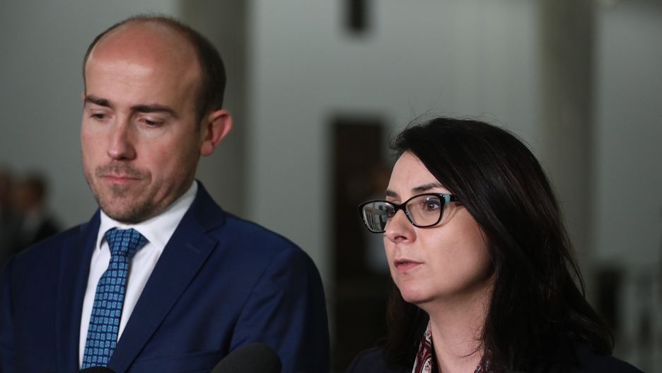 Kamila Gasiuk-Pihowicz na konferencji z Borysem Budką ws. sądów 
