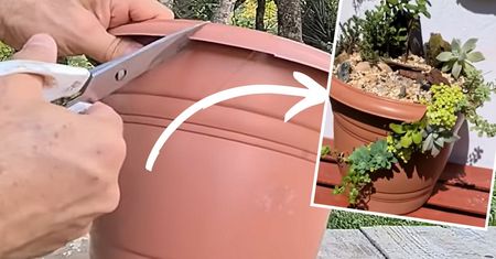 W kilka minut zmienił starą plastikową doniczkę w śliczną ozdobę