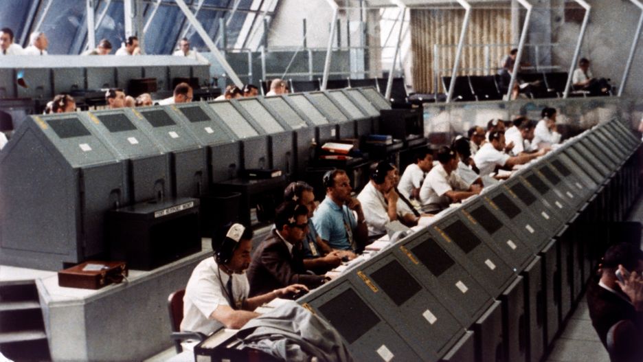 Launch Control Center in the John F Kennedy Space Center, Merritt Island, Florida, USA, July 1969.
