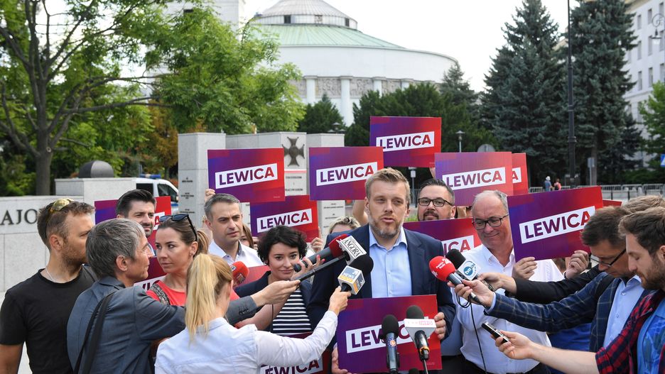 Wybory parlamentarne 2019. Konferencja lewicy przed Sejmem, 15 sierpnia br.