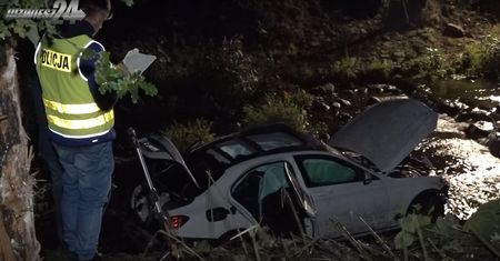 Miłków. Tragiczny wypadek. Śmierć kierowcy z Niemiec w rzece
