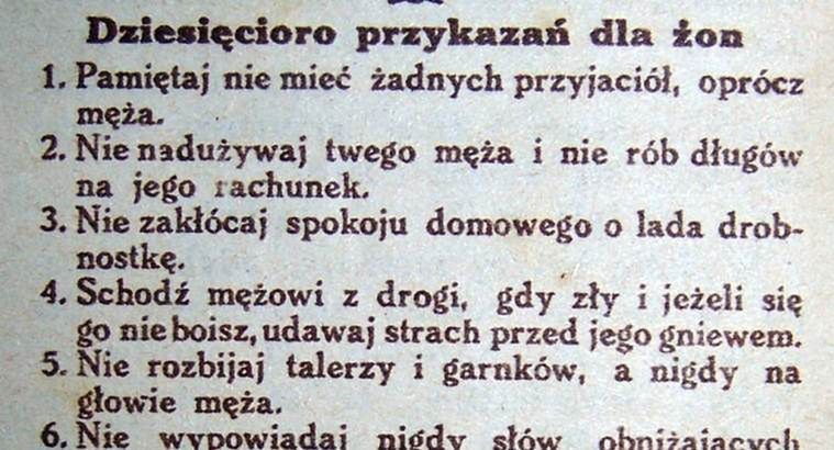 10 przykazań dla żon. "Przewodnik katolicki" z roku 1931