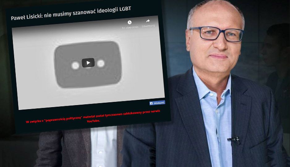 Odcinek programu Pawła Lisickiego usunięty z YouTube'a. Powodem "szerzenie nienawiści"