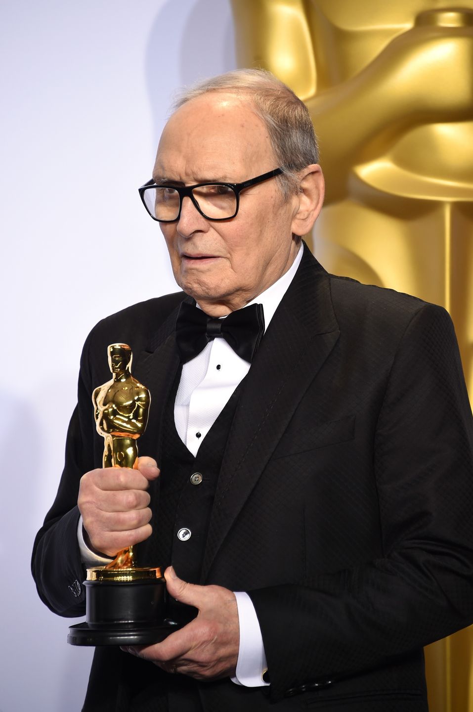 poses in the press room during the 88th Annual Academy Awards at Loews Hollywood Hotel on February 28, 2016 in Hollywood, California. 