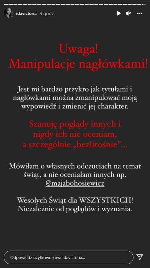 Oświadczenie Mai Bohosiewicz