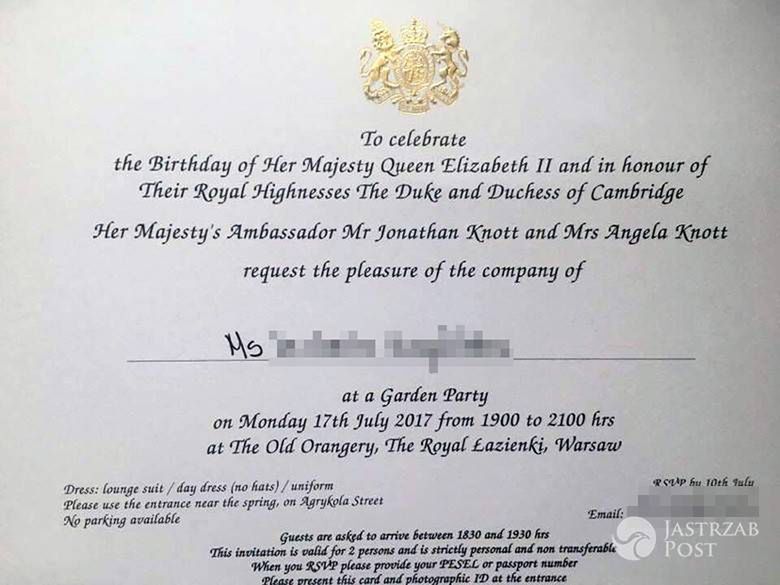 Zaproszenie na spotkanie z księżną Kate w Łazienkach
