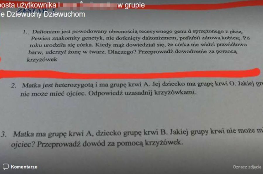 Uczniowie technikum musieli rozwiązać skandaliczne zadanie. W sieci wrze