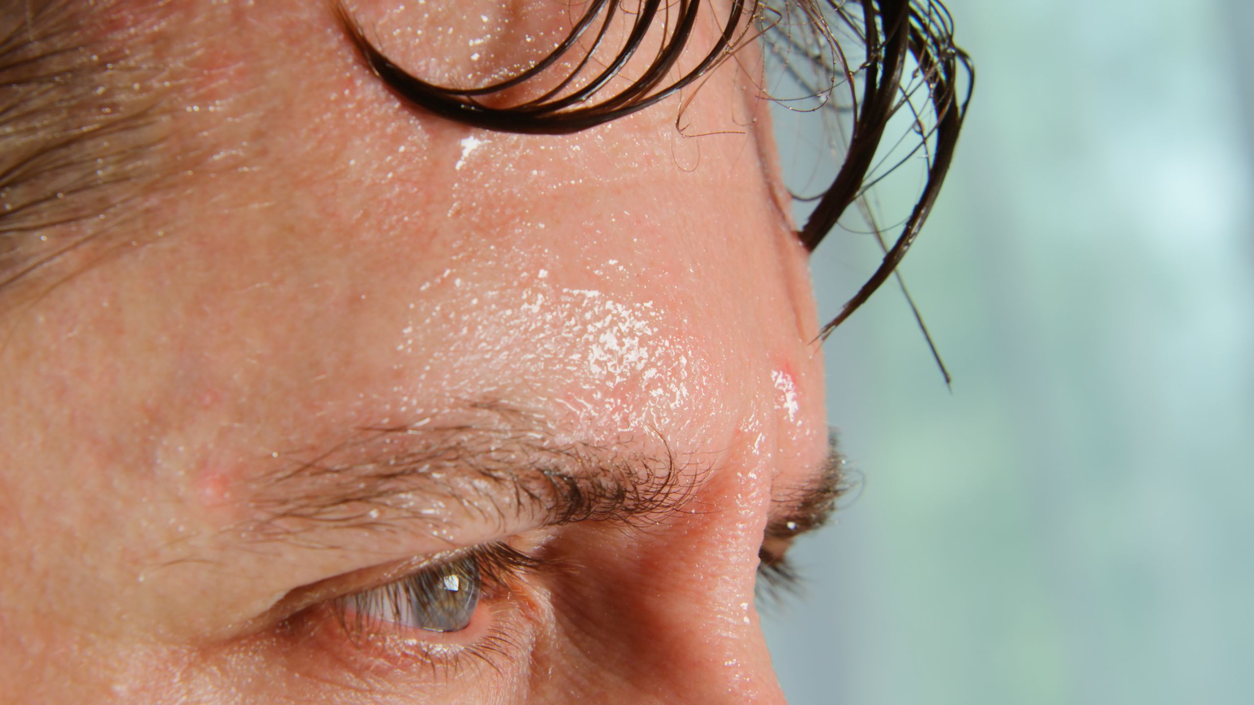 Face of very sweating man 