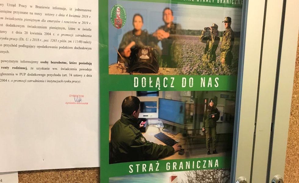 Ogłoszenie w braniewskim urzędzie pracy. 