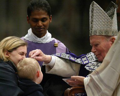 Chore dzieci na uroczystościach Popielca u papieża