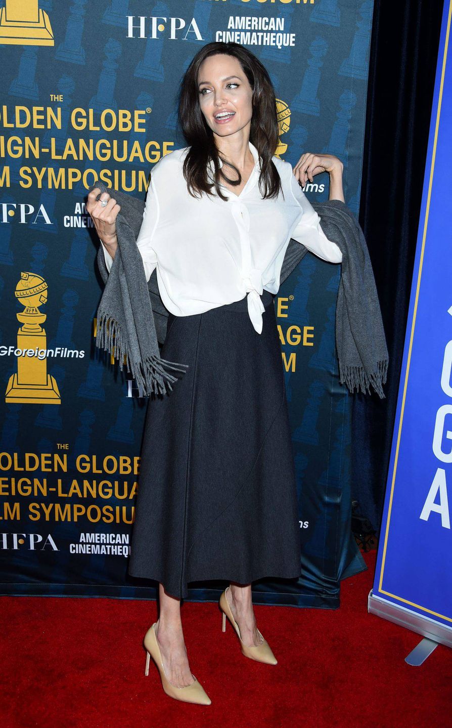 Angelina Jolie na sympozjum przed Złotymi Globami