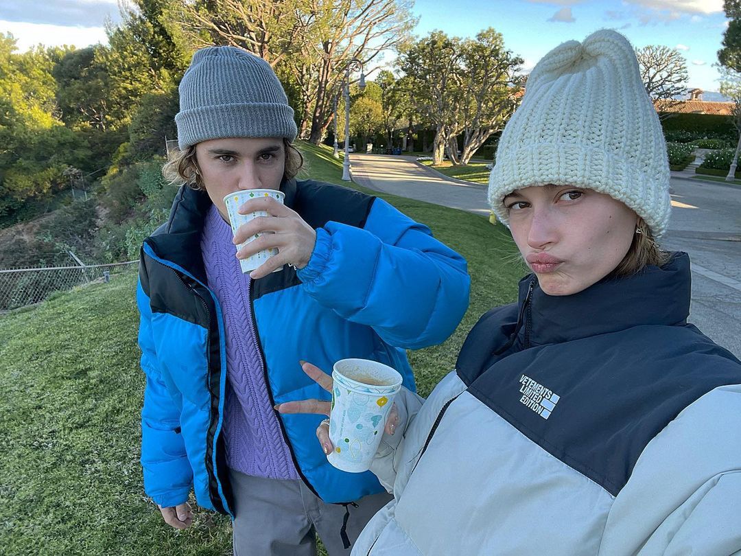 Justin Bieber i Hailey Bieber - sylwester 2020