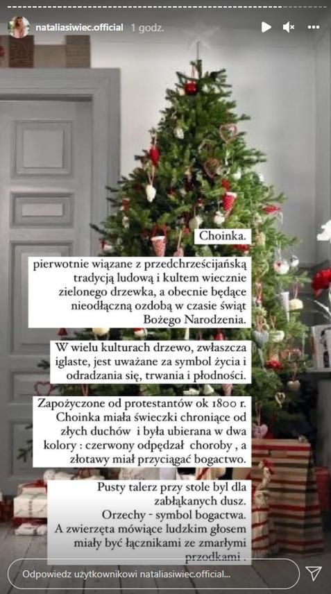 Natalia Siwiec o Bożym Narodzeniu i religii. Fot. InstaStories