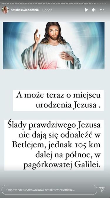 Natalia Siwiec o Bożym Narodzeniu i religii. Fot. InstaStories