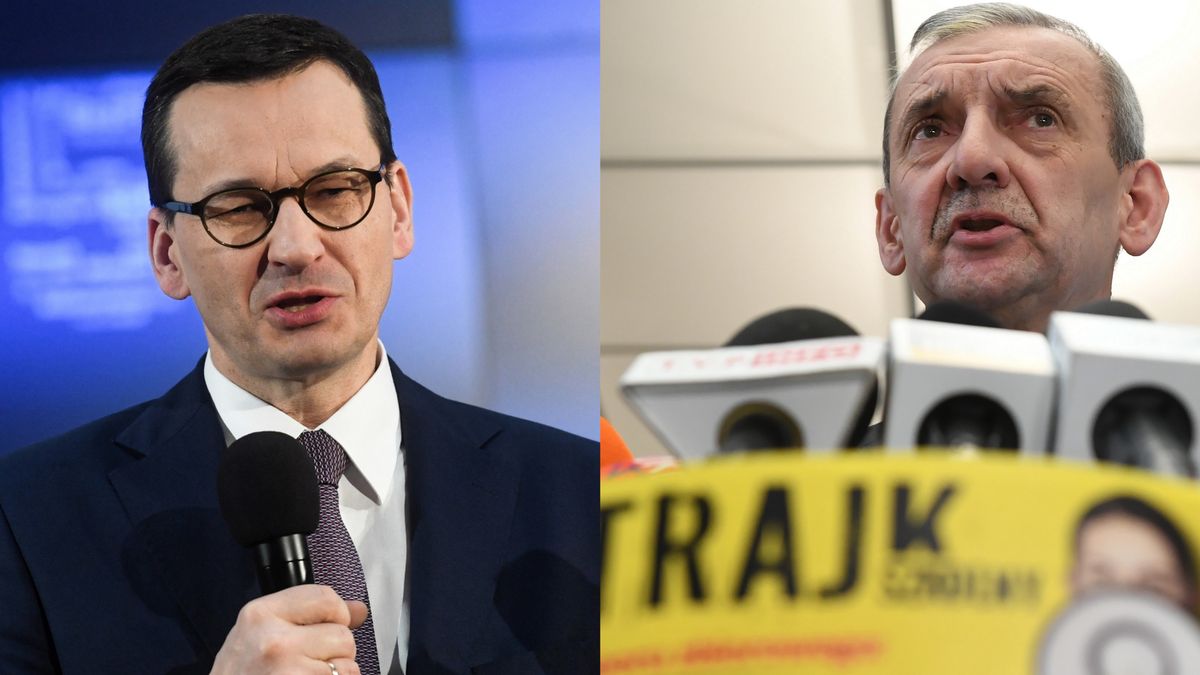 Mateusz Morawiecki powiedział, że "rząd stara się poprzez dialog ze środowiskami związków zawodowych nauczycieli prowadzony od kilku miesięcy dojść do porozumienia i konsensusu". - Już trzy razy w 2019 r.  prosiłem Pana o spotkanie - odpowiedział Sławomir Broniarz.