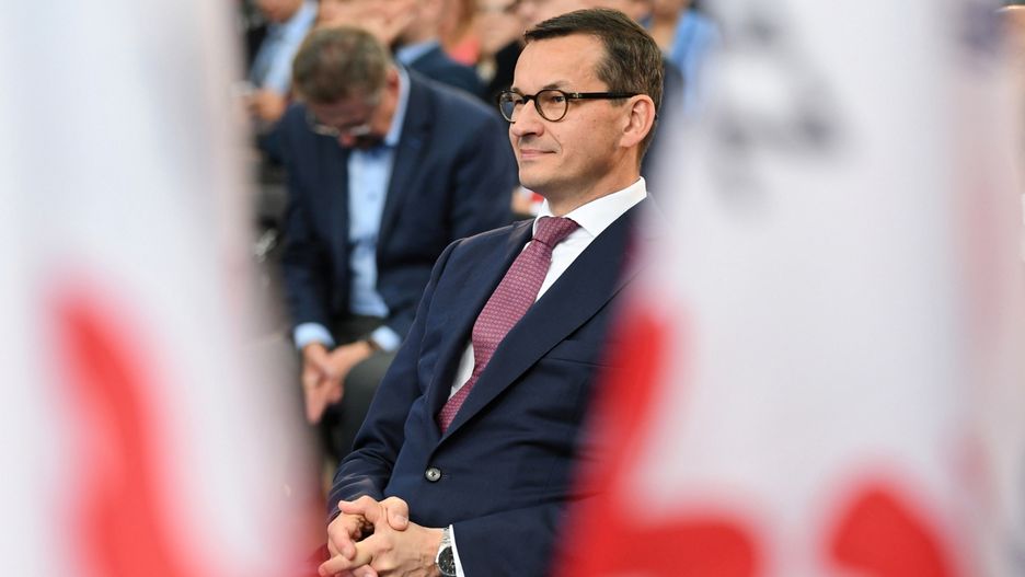 Premier Mateusz Morawiecki podczas ogłoszenia planów związanych z rewitalizacją terenów stoczniowych w Gdańsku