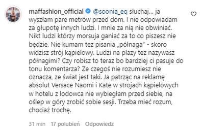 Maffashion odpowiada krytyczce
