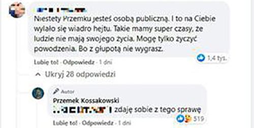 Komentarz Kossakowskiego do wpisu internauty
