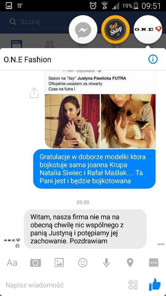O.N.E Fashion zakończyło współpracę z Justyną Pawlicką