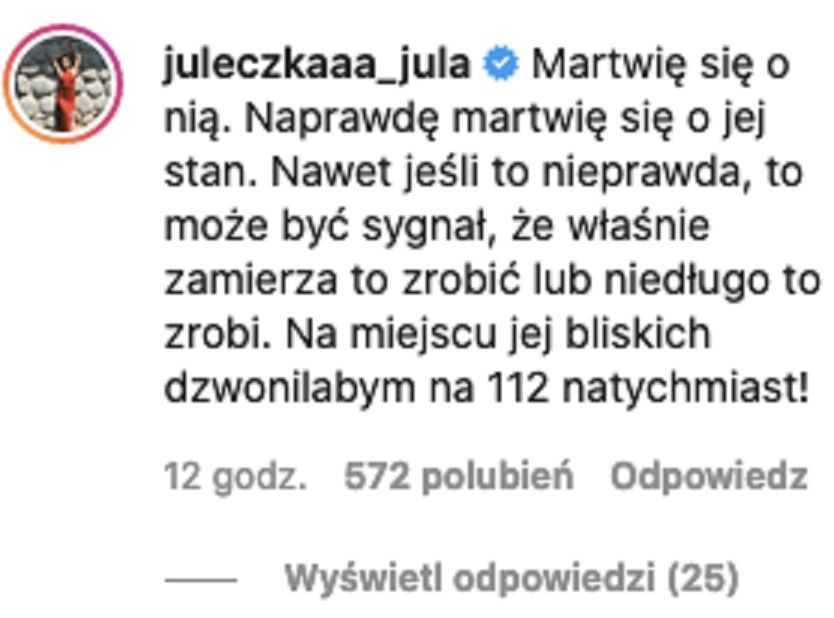 Julia Wróblewska komentuje wpis Esmeraldy Godlewskiej