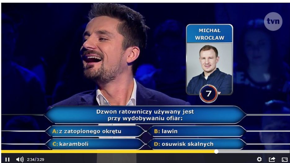 Kadr z programu "Milionerzy"