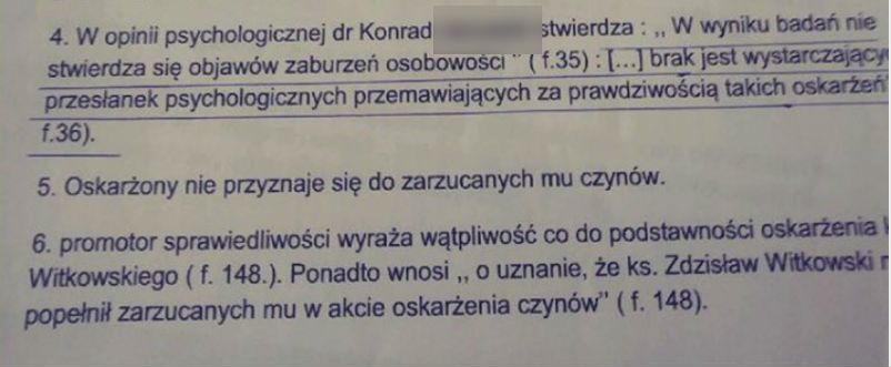 Księdza oskarżanego przez Marka Lisińskiego ukarano, choć brakowało dowodów winy. Akta postępowania. 
