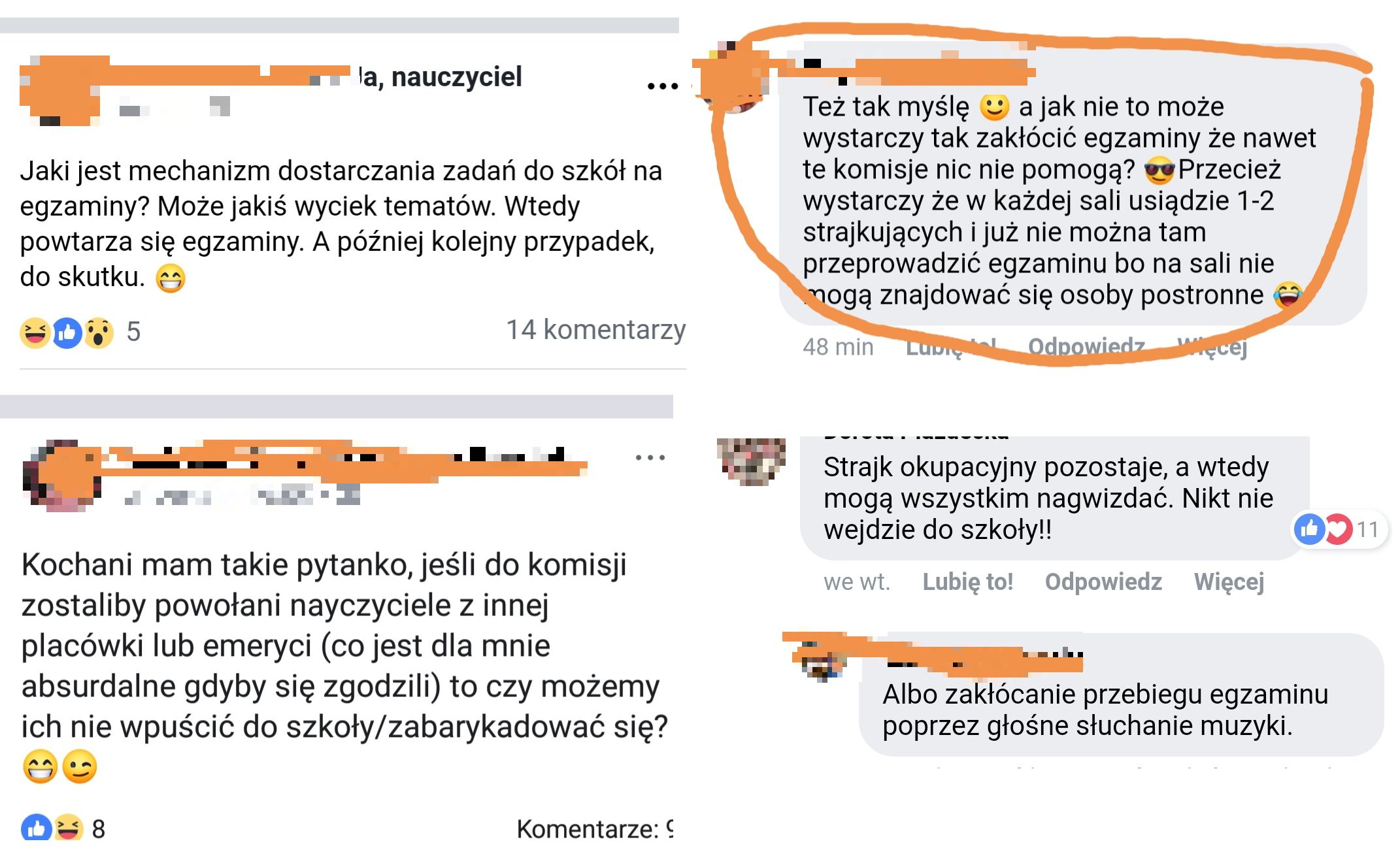 Pomysły nauczycieli na zablokowanie egzaminów, którymi dzielą się na zamkniętych grupach 