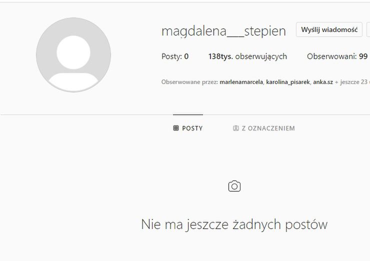 Magdalena Stępień - usunęła wpisy z Instagrama