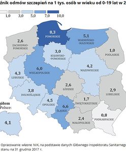 Podkarpacie szczepi się częściej niż Pomorze. "Tradycja wpływa pozytywnie"