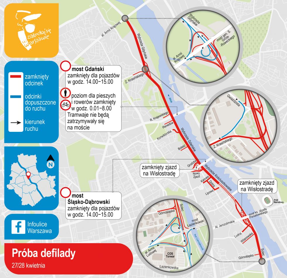 Utrudnienia związane z defiladą na 3 maja. 