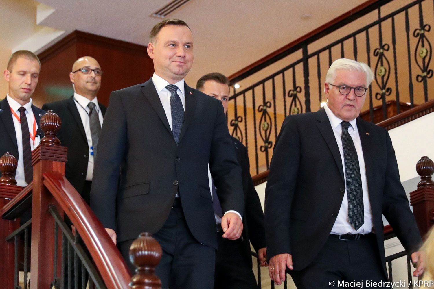 Andrzej Duda i Frank-Walter Steinmeier podczas Spotkania Prezydentów Państw Grupy Arraiolos na Malcie.