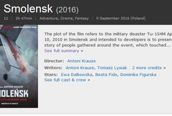 "Smoleńsk" w największej bazie filmowej IMDb. Słowa kluczowe opisujące film: "teoria konspiracyjna", "duchy"